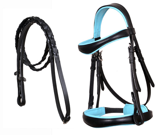 Horse English All-Purpose Pleasure Black Padded Leather Bridle Reins 803HI06TR-F