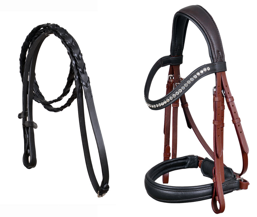 Horse English All-Purpose Pleasure Brown Padded Leather Bridle Reins 803HI07DB-F