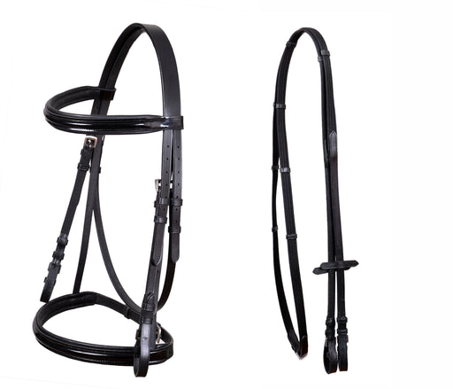 Horse English All-Purpose Trail Pleasure Padded Leather Crystal Browband Bridle with Buckle Reins 803HI51BK-F