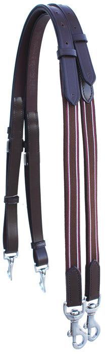 English 3/4" Wide Full Horse English Elastic Leather Adjustable Side Reins 803LR01