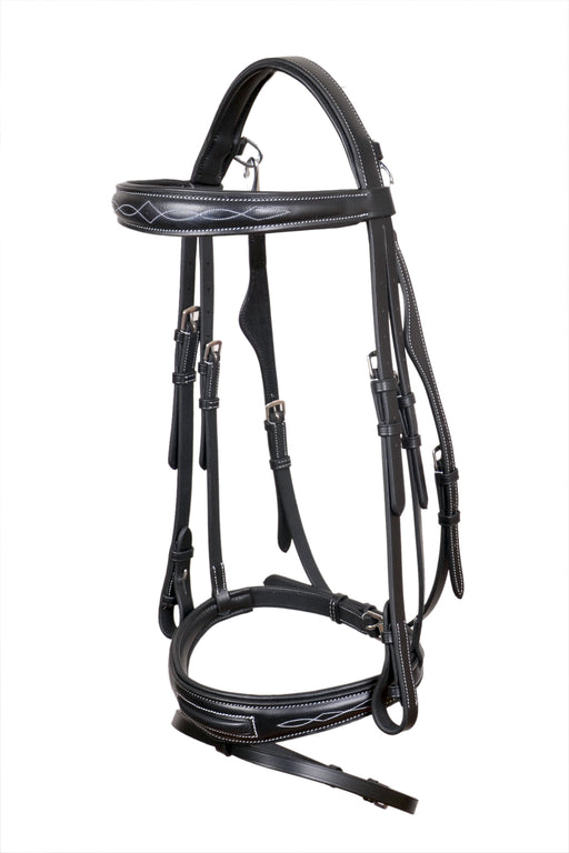 Horse English Dressage Fancy Stitch  Leather Flash Bridle 803MIB02