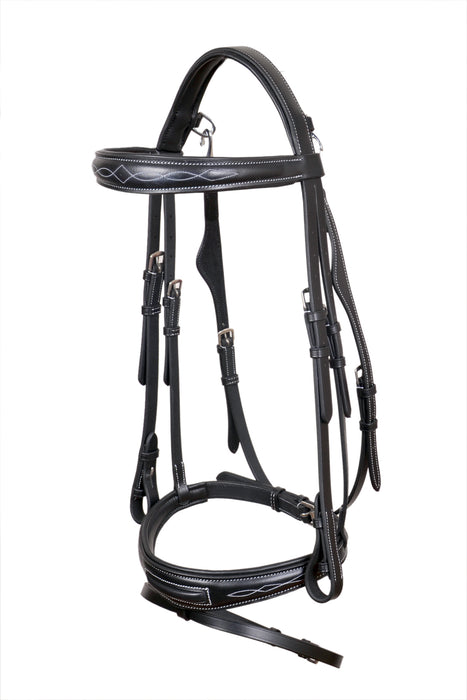 Horse English Dressage Fancy Stitch  Leather Flash Bridle 803MIB02