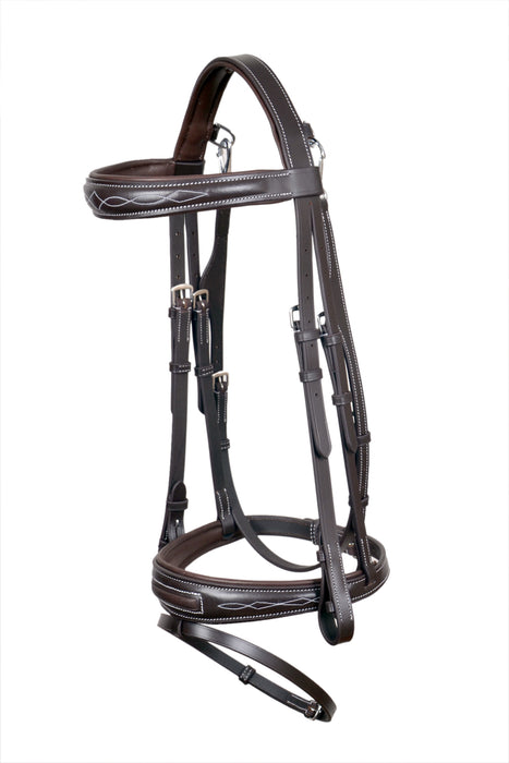 Horse English Dressage Fancy Stitch  Leather Flash Bridle 803MIB02