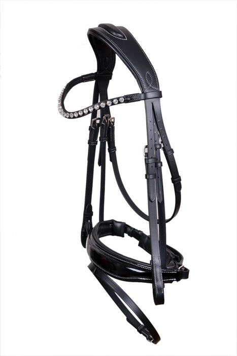 Horse English All-Purpose Fancy Stitch Black Leather Flash Bridle 803MIB03BK