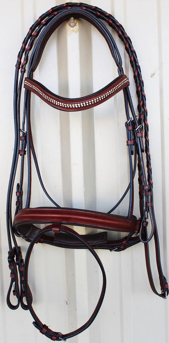 Horse English Padded Leather Show Bridle Crystal Bling  803MT03F