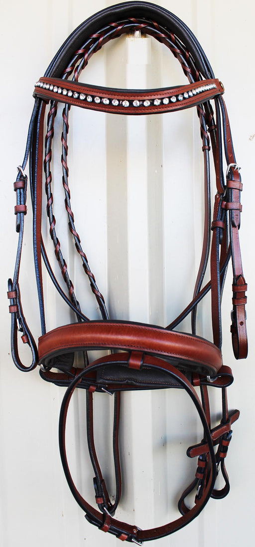 Horse English Padded Leather Show Bridle Crystal Bling  803MT06C
