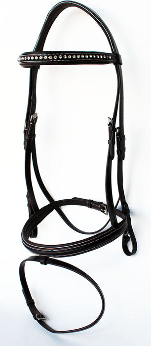 Horse English Padded Leather Show Bridle Crystal Bling  Jumping Hunter 803R42