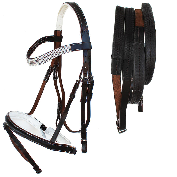 English All-Purpose Black Leather English Bridle Reins FULL 803RT01