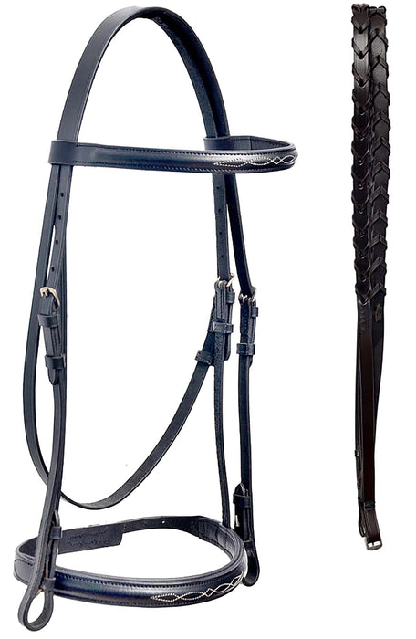 Fancy Stitched Hunter Bridle Laced Reins Snaffle English Horse Bridle 803SS01