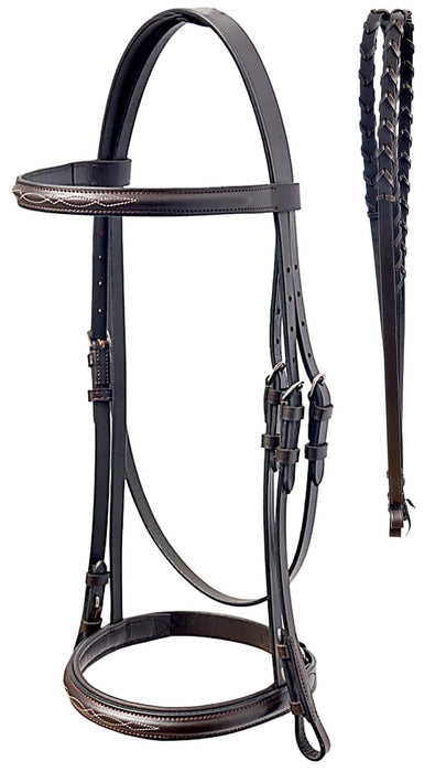 Fancy Stitched Hunter Bridle Laced Reins Snaffle English Horse Bridle 803SS01
