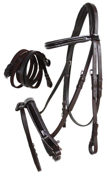 Horse English Brown All-Purpose Trail Leather Bridle Reins 805EB06