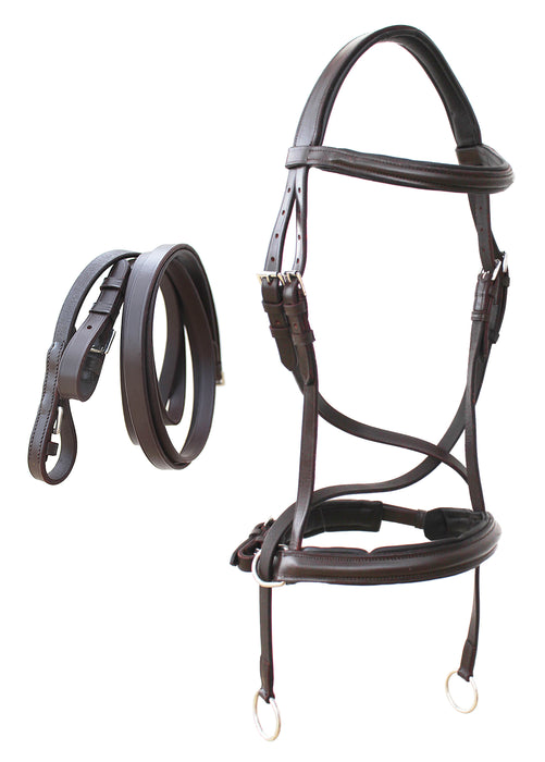 Horse English Leather Padded Bitless Training Bridle Reins 805EB08
