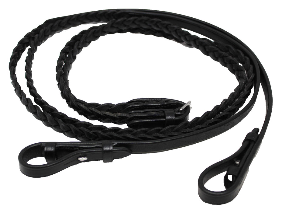 54" Full Horse English Braided Leather Reins 805LR01