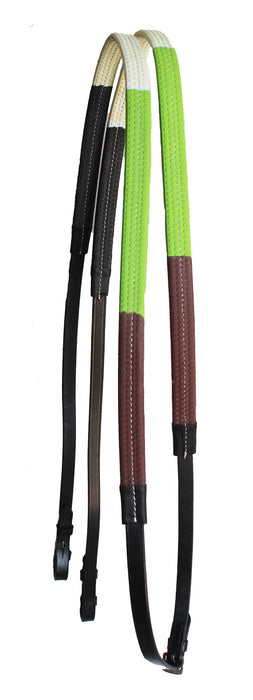 54" Horse English Black Leather Rubber Grip Multicolor Training Reins 805LR10