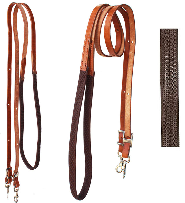 Horse Western 8' Tan Leather Rubber Grip Contest Barrel Reins 805LR11