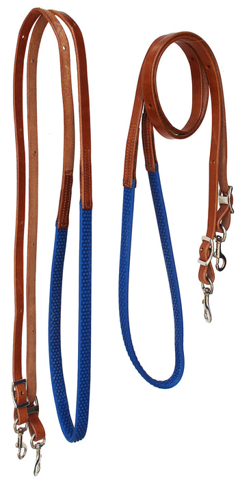 Horse Western 8' Tan Leather Rubber Grip Contest Barrel Reins 805LR11