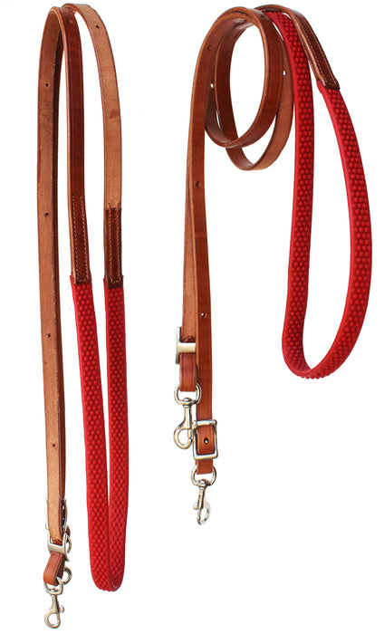 Horse Western 8' Tan Leather Rubber Grip Contest Barrel Reins 805LR11