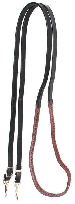 Horse Western 8' Black Leather Rubber Grip Contest Barrel Reins Black 805LR14