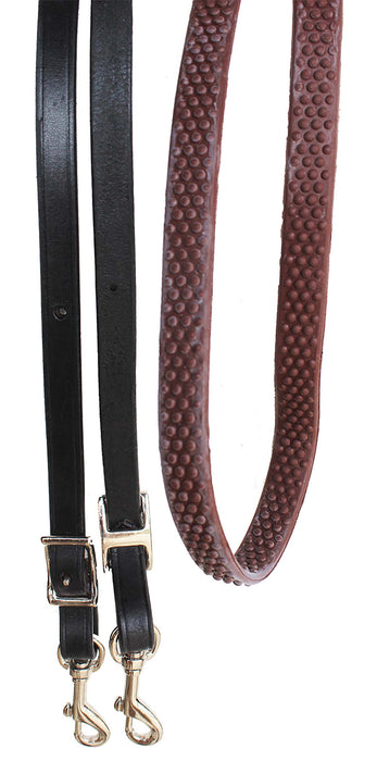 Horse Western 8' Black Leather Rubber Grip Contest Barrel Reins Black 805LR14