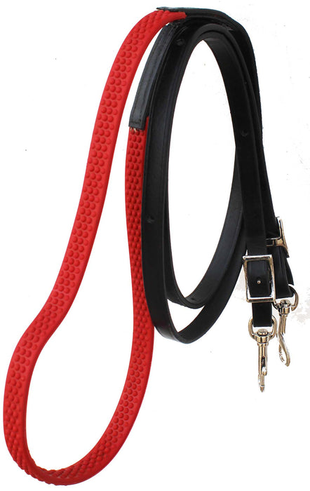 Horse Western 8' Black Leather Rubber Grip Contest Barrel Reins Black 805LR14