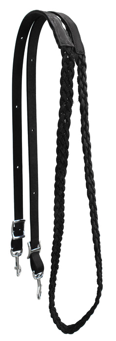 Horse Western Braided Brown Leather Knotted Grip Barrel Contest Reins 805LR03BR