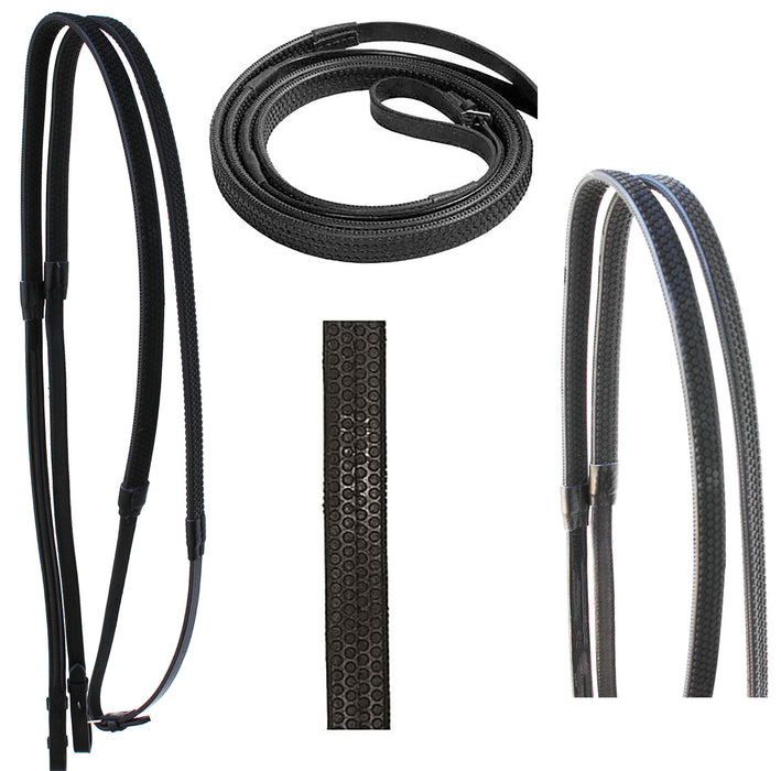 54" Horse English Leather Flat Rubber Grip Training Reins 805LR20