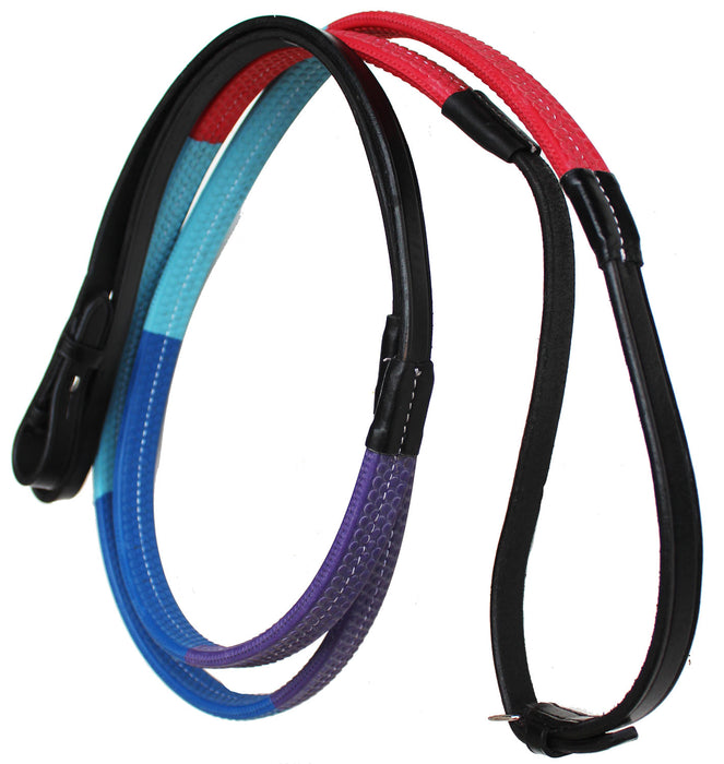 54" Horse English Black Leather Rubber Grip Schooling TRAINING Reins 805LR21-22