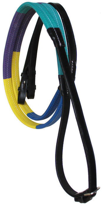 54" Horse English Black Leather Rubber Grip Schooling TRAINING Reins 805LR21-22