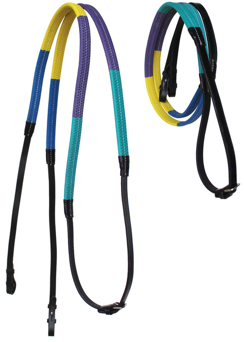 54" Horse English Black Leather Rubber Grip Schooling TRAINING Reins 805LR21-22