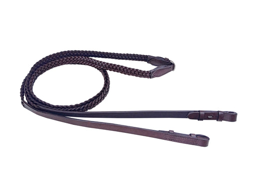 Full Horse English Braided Genuine Brown Leather Reins 805LR30