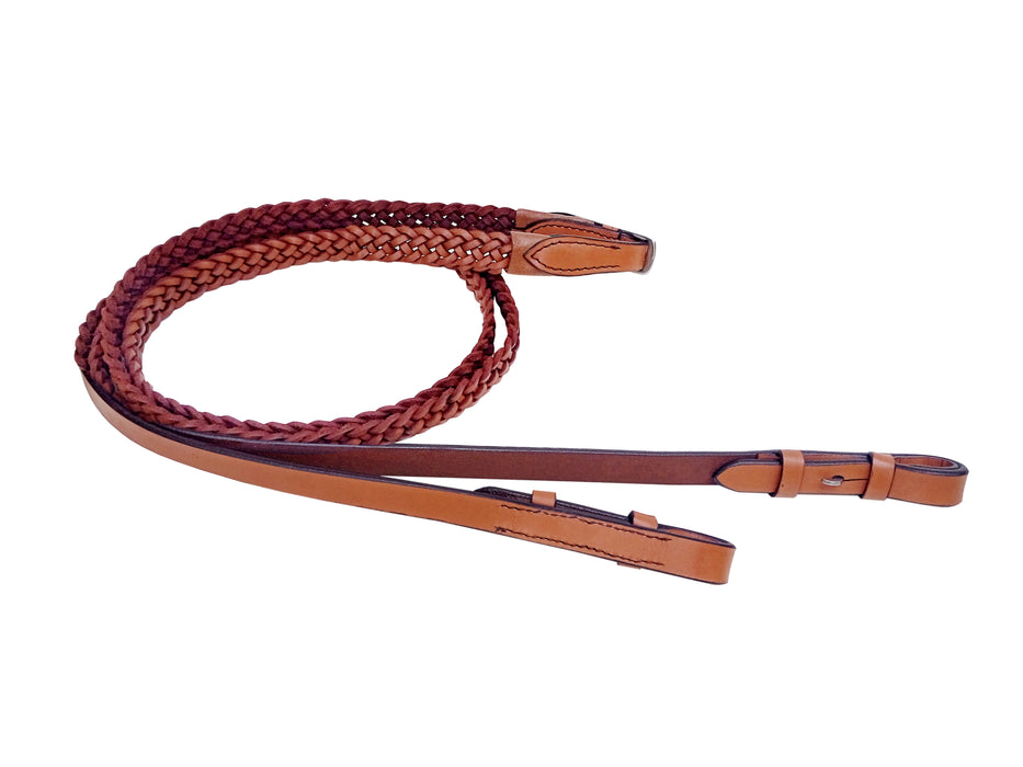 Full Horse English Braided Genuine Brown Leather Reins 805LR30