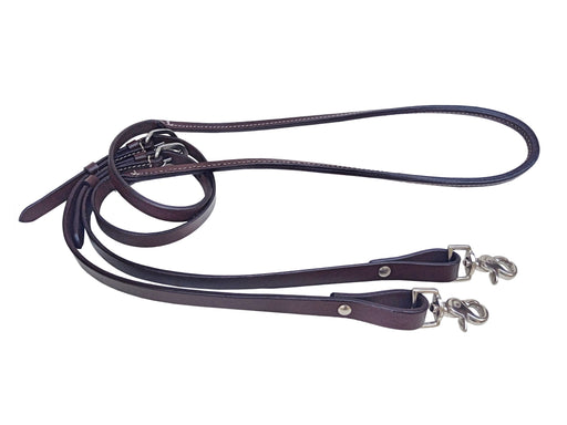Horse Western Braided Brown Leather Knotted Grip Barrel Contest Reins 805LR31BR