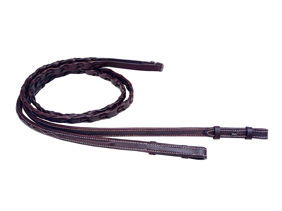 Full Horse English Laced Fancy Stitch Genuine Tan Leather Reins 805LR32