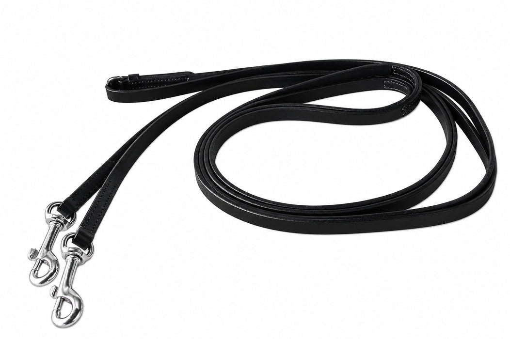 Leather Draw Reins 3/8" x 7'  Heavy Duty English Training Reins with Swivel Snap Ends | Convertible Split or Single Rein with Nickel Plated Hardware | 805LR35