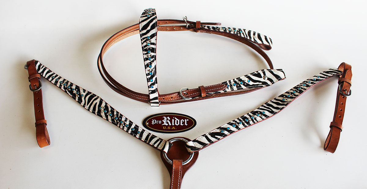 Horse Tack Bridle Western Leather Headstall BreastCollar Turquoise 8091