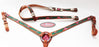 Show Tack Horse Bridle Western Leather Headstall Breast Collar Green 8234