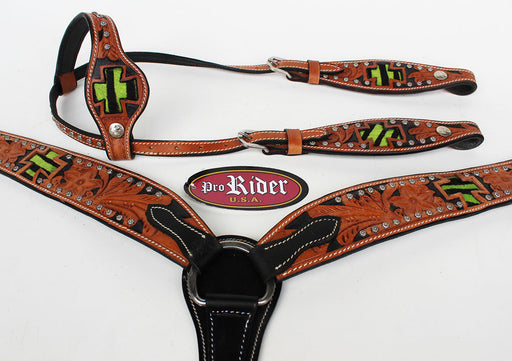 Horse Show Tack Horse Bridle Western Leather Headstall  Breast Collar 8257A