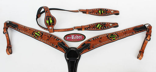 Horse Show Tack Horse Bridle Western Leather Headstall  Breast Collar 8257A