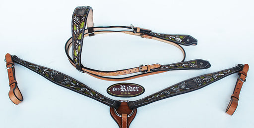 Horse Show Tack Horse Bridle Western Leather Headstall  Breast Collar 8267B