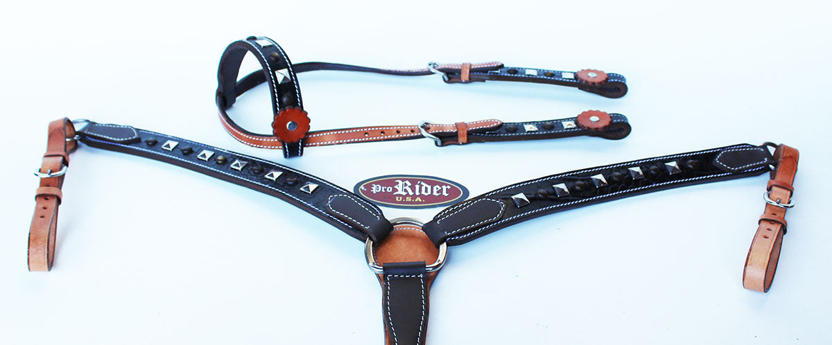 Show Tack Bridle Western Leather Rodeo Headstall Breast Collar 8503