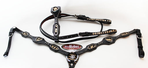 Show Tack Bridle Western Leather Rodeo Headstall Breast Collar 8526