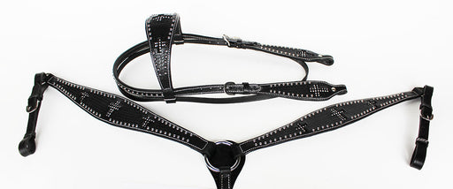 Show Tack Bridle Western Leather Rodeo Headstall Breast Collar 8551