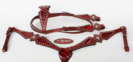 Horse Show Bridle Western Leather Rodeo Headstall Breast Collar 8805B