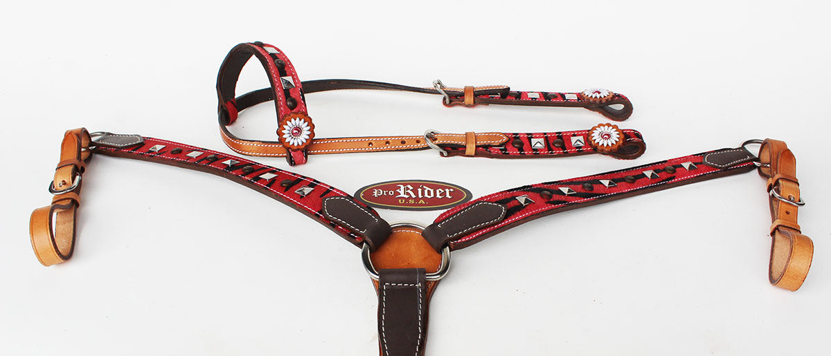 Horse Show Bridle Western Leather Rodeo Headstall Breast Collar 8809A
