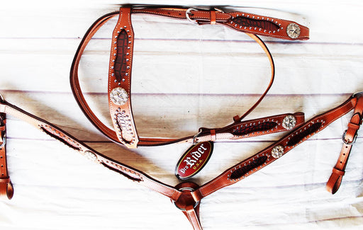 Horse Show Bridle Western Leather Rodeo Headstall Breast Collar Red 8820B