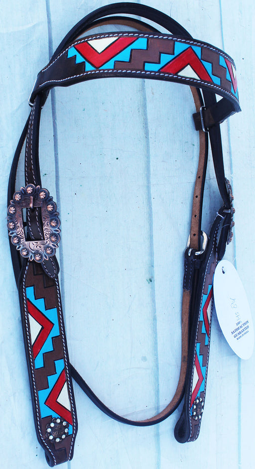 Horse Show Bridle Western Leather Rodeo Headstall Dark Brown Tack 8849HB