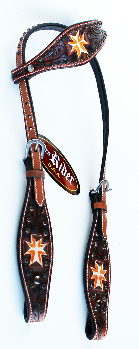 Horse Show Tack Bridle Western Leather Headstall Orange 8910H