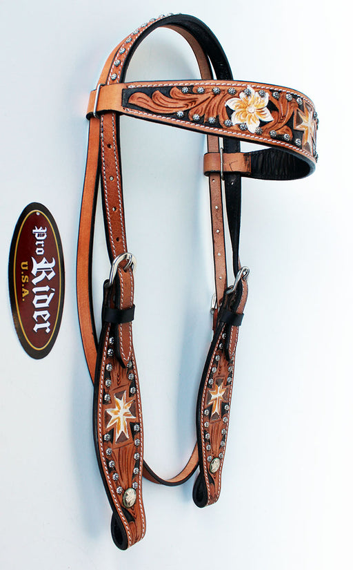 Horse Show Tack Bridle Western Leather Headstall Orange 8916H