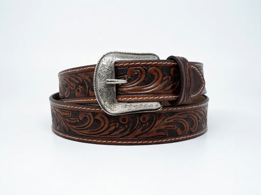 Challenger Hand Tooled Leather Belt Removable Western Buckle 90SDTooled