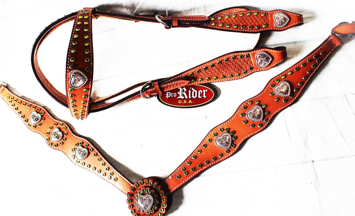 Horse Tack Bridle Western Leather Headstall Breast Collar 9205BCO231